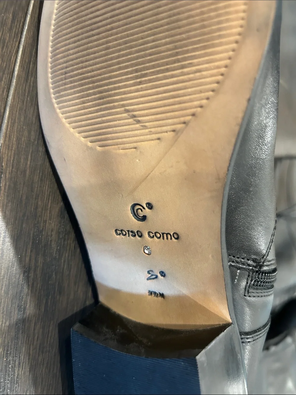 Corso Como Black Leather Ankle Boot with Branded Sole Detail
